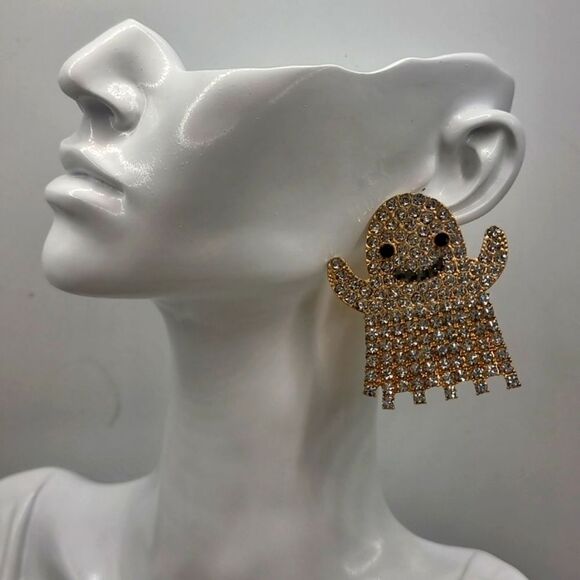 New rhinestone ghost halloween earrings - Picture 2 of 9